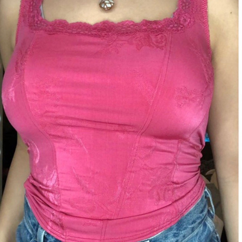 bright pink lingerie lace top